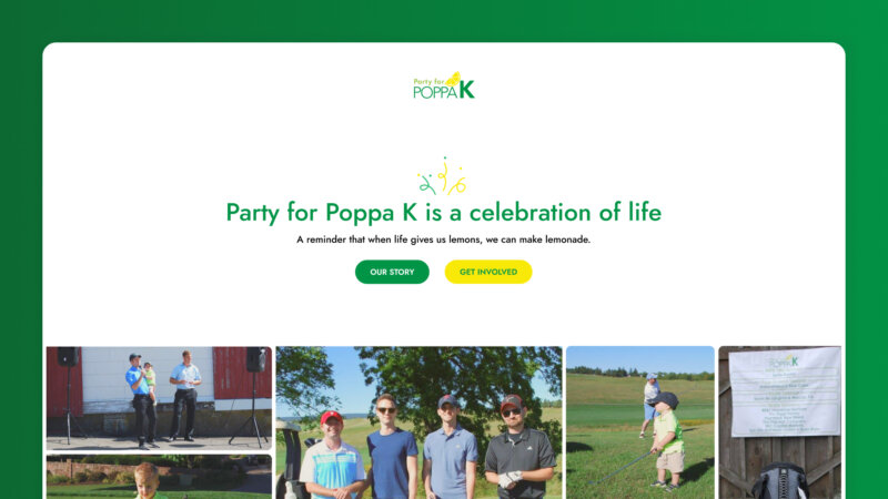 Party for Poppa K website design