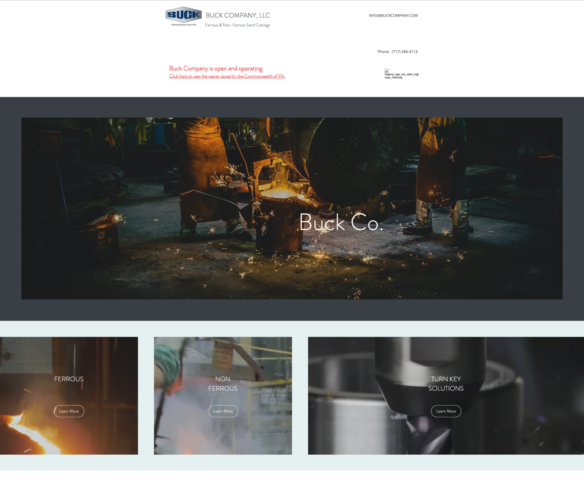 Buck Company Before Homepage design