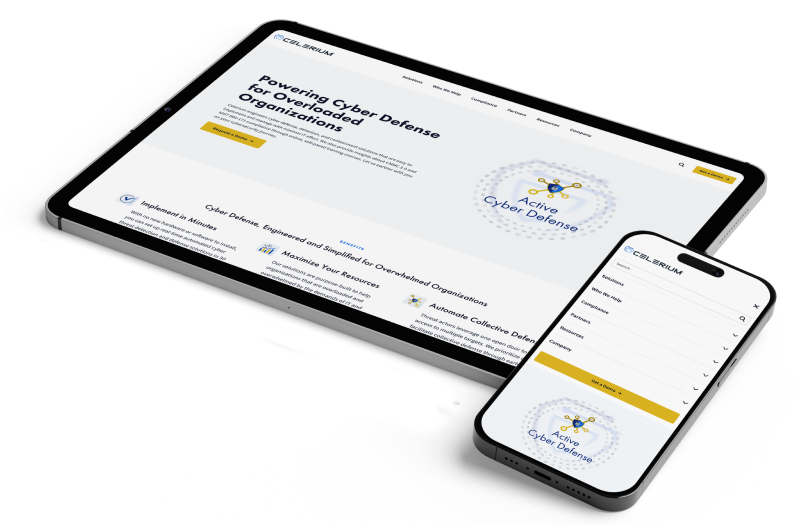 Celerium website mocked on an tablet and phone